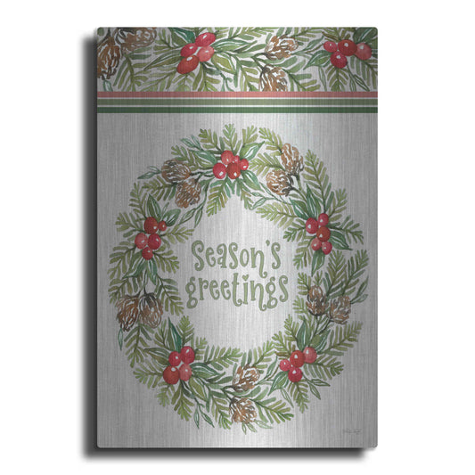 Luxe Metal Art 'Season's Greetings Wreath Design' by Cindy Jacobs, Metal Wall Art