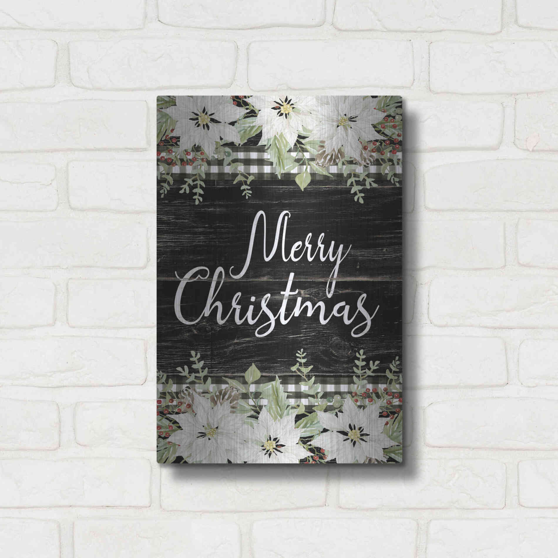 Luxe Metal Art 'Merry Christmas' by Cindy Jacobs, Metal Wall Art,12x16