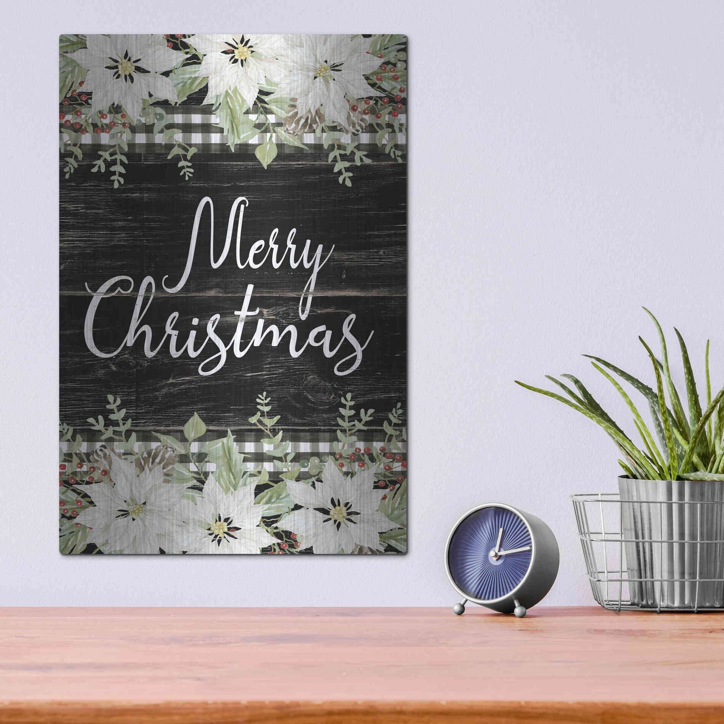 Luxe Metal Art 'Merry Christmas' by Cindy Jacobs, Metal Wall Art,12x16