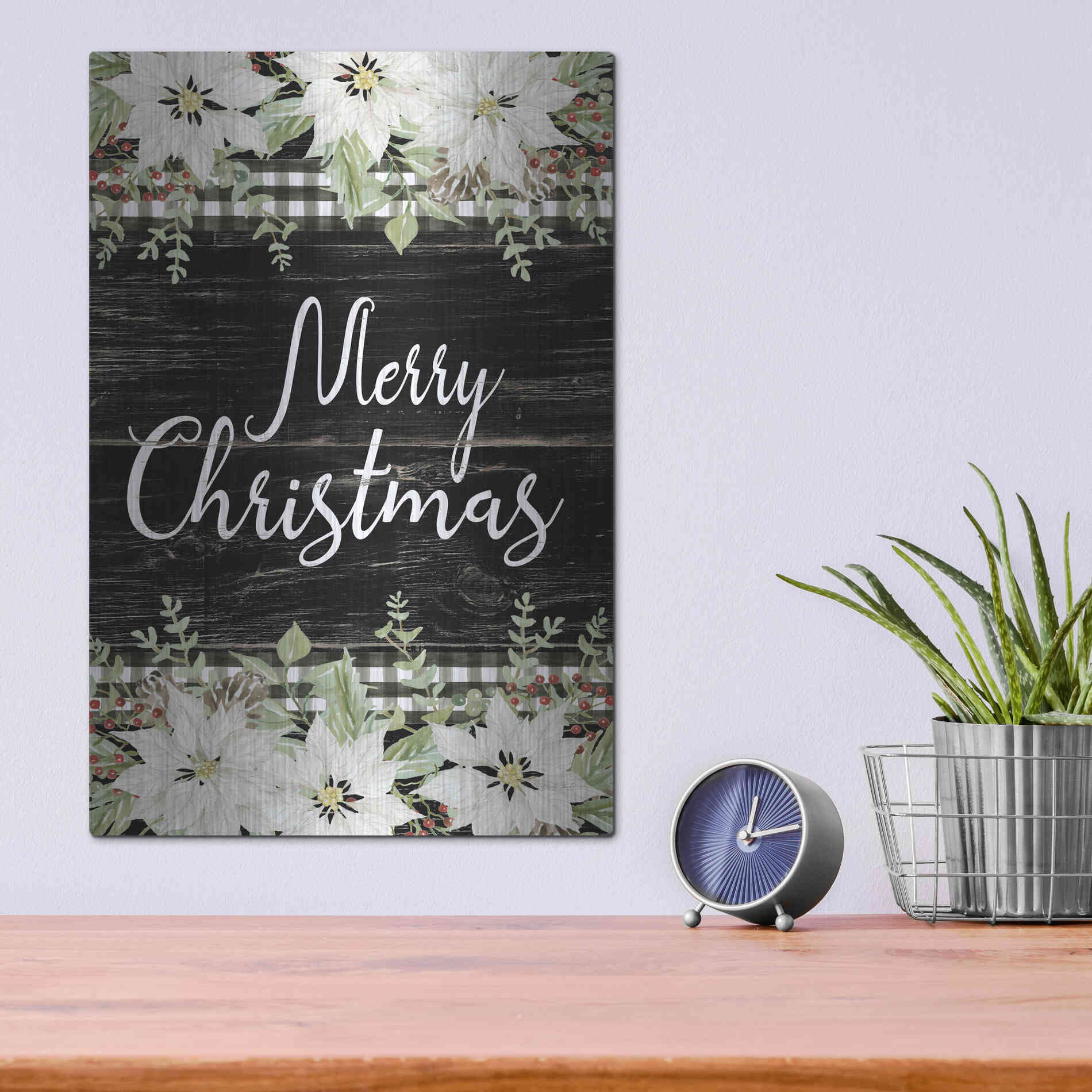 Luxe Metal Art 'Merry Christmas' by Cindy Jacobs, Metal Wall Art,12x16