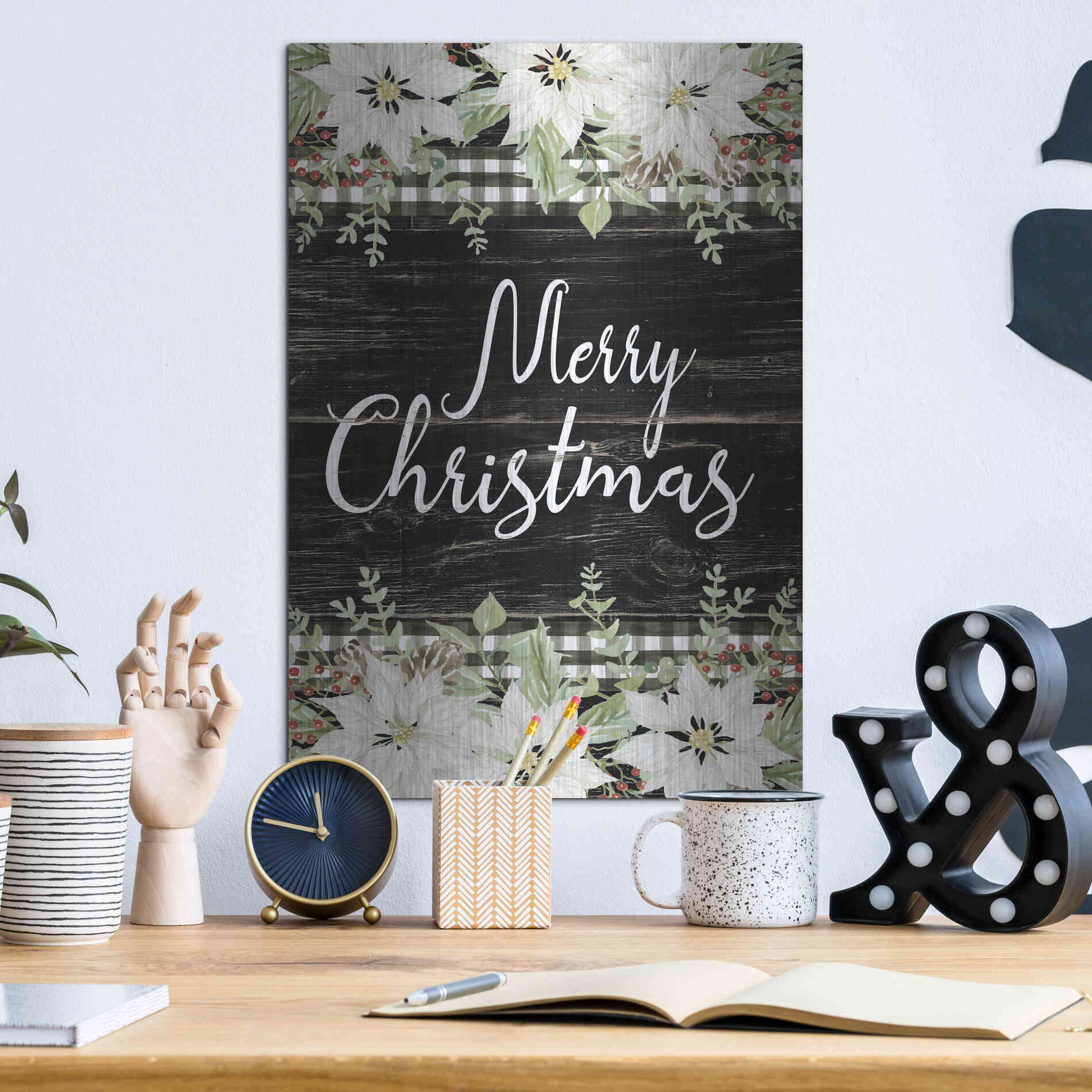 Luxe Metal Art 'Merry Christmas' by Cindy Jacobs, Metal Wall Art,12x16