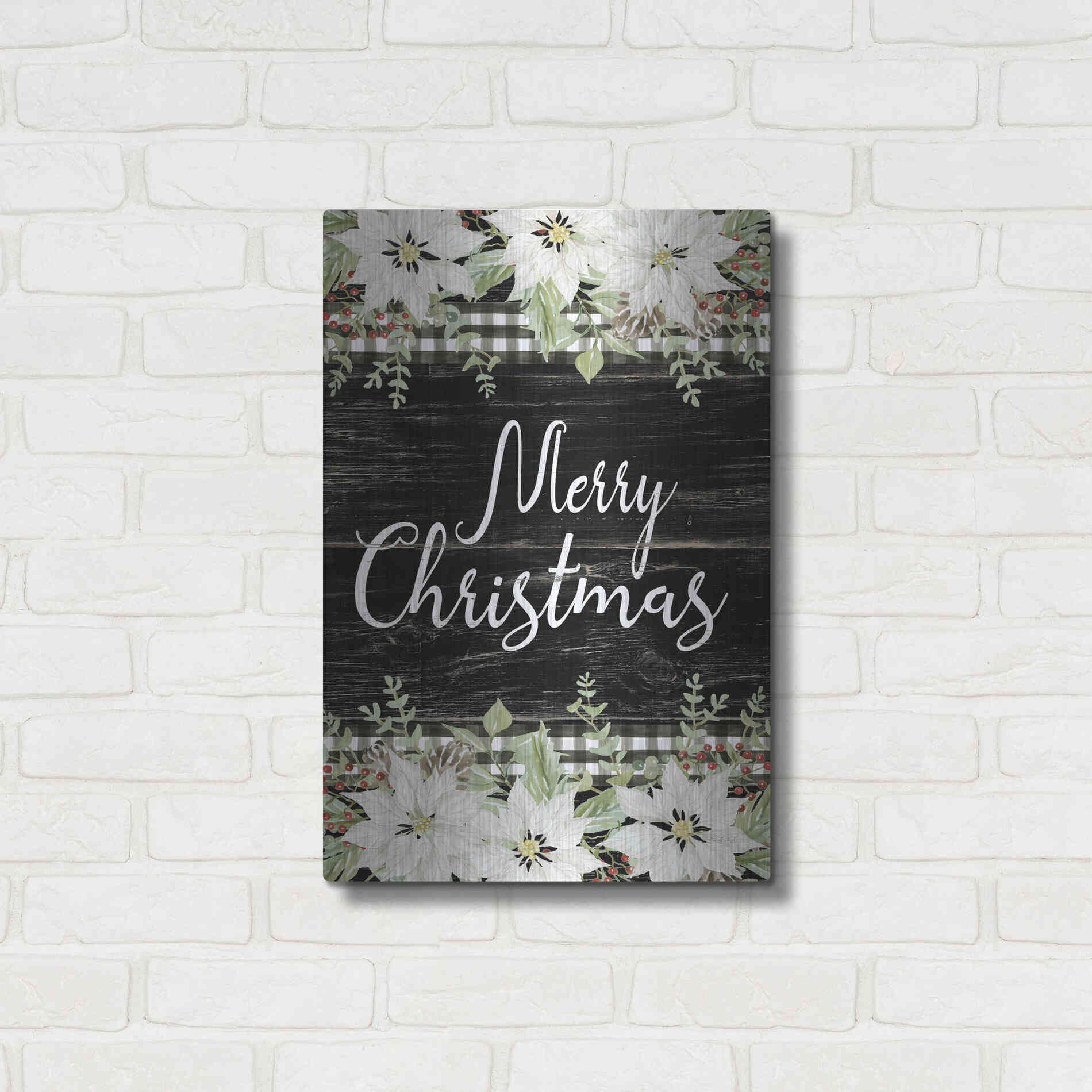 Luxe Metal Art 'Merry Christmas' by Cindy Jacobs, Metal Wall Art,16x24