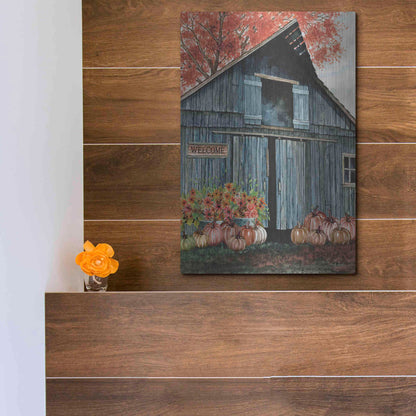 Luxe Metal Art 'Welcome Fall Barn' by Cindy Jacobs, Metal Wall Art,12x16