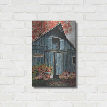 Luxe Metal Art 'Welcome Fall Barn' by Cindy Jacobs, Metal Wall Art,16x24