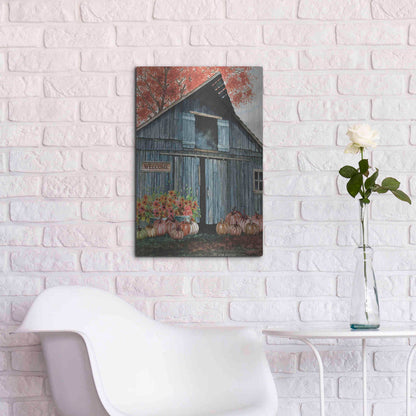 Luxe Metal Art 'Welcome Fall Barn' by Cindy Jacobs, Metal Wall Art,16x24