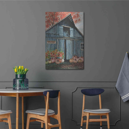 Luxe Metal Art 'Welcome Fall Barn' by Cindy Jacobs, Metal Wall Art,24x36