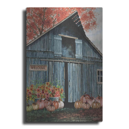 Luxe Metal Art 'Welcome Fall Barn' by Cindy Jacobs, Metal Wall Art