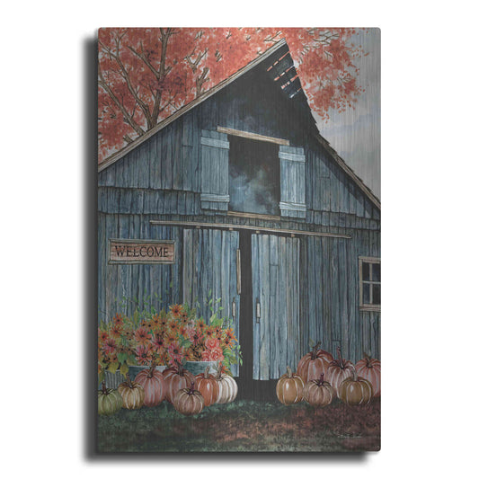 Luxe Metal Art 'Welcome Fall Barn' by Cindy Jacobs, Metal Wall Art
