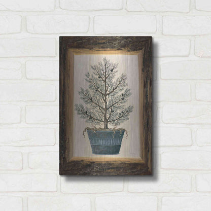 Luxe Metal Art 'Wood Land Potted Tree I' by Cindy Jacobs, Metal Wall Art,12x16