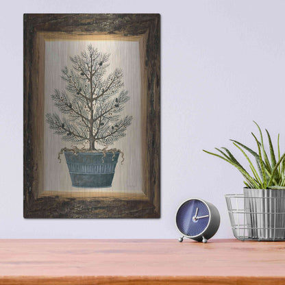 Luxe Metal Art 'Wood Land Potted Tree I' by Cindy Jacobs, Metal Wall Art,12x16