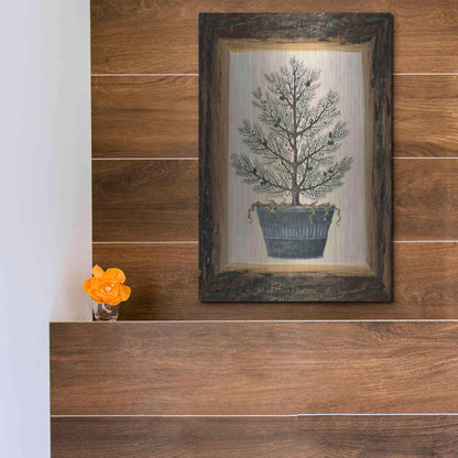 Luxe Metal Art 'Wood Land Potted Tree I' by Cindy Jacobs, Metal Wall Art,12x16