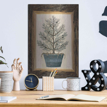 Luxe Metal Art 'Wood Land Potted Tree I' by Cindy Jacobs, Metal Wall Art,12x16