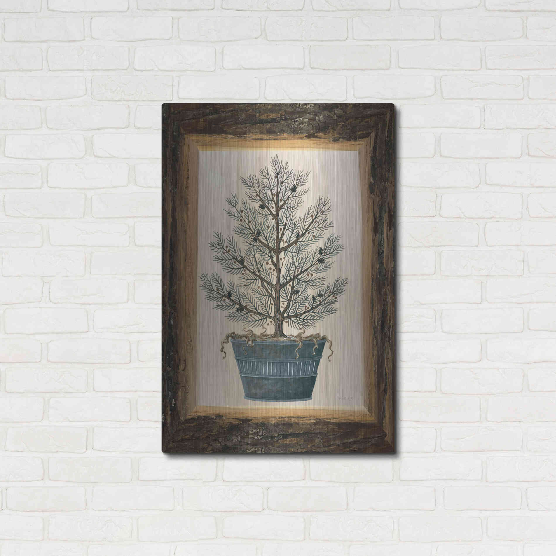 Luxe Metal Art 'Wood Land Potted Tree I' by Cindy Jacobs, Metal Wall Art,24x36