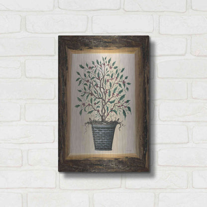 Luxe Metal Art 'Wood Land Potted Tree III' by Cindy Jacobs, Metal Wall Art,12x16