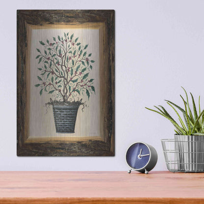 Luxe Metal Art 'Wood Land Potted Tree III' by Cindy Jacobs, Metal Wall Art,12x16