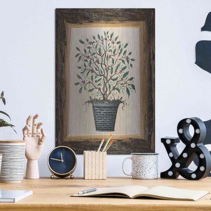 Luxe Metal Art 'Wood Land Potted Tree III' by Cindy Jacobs, Metal Wall Art,12x16