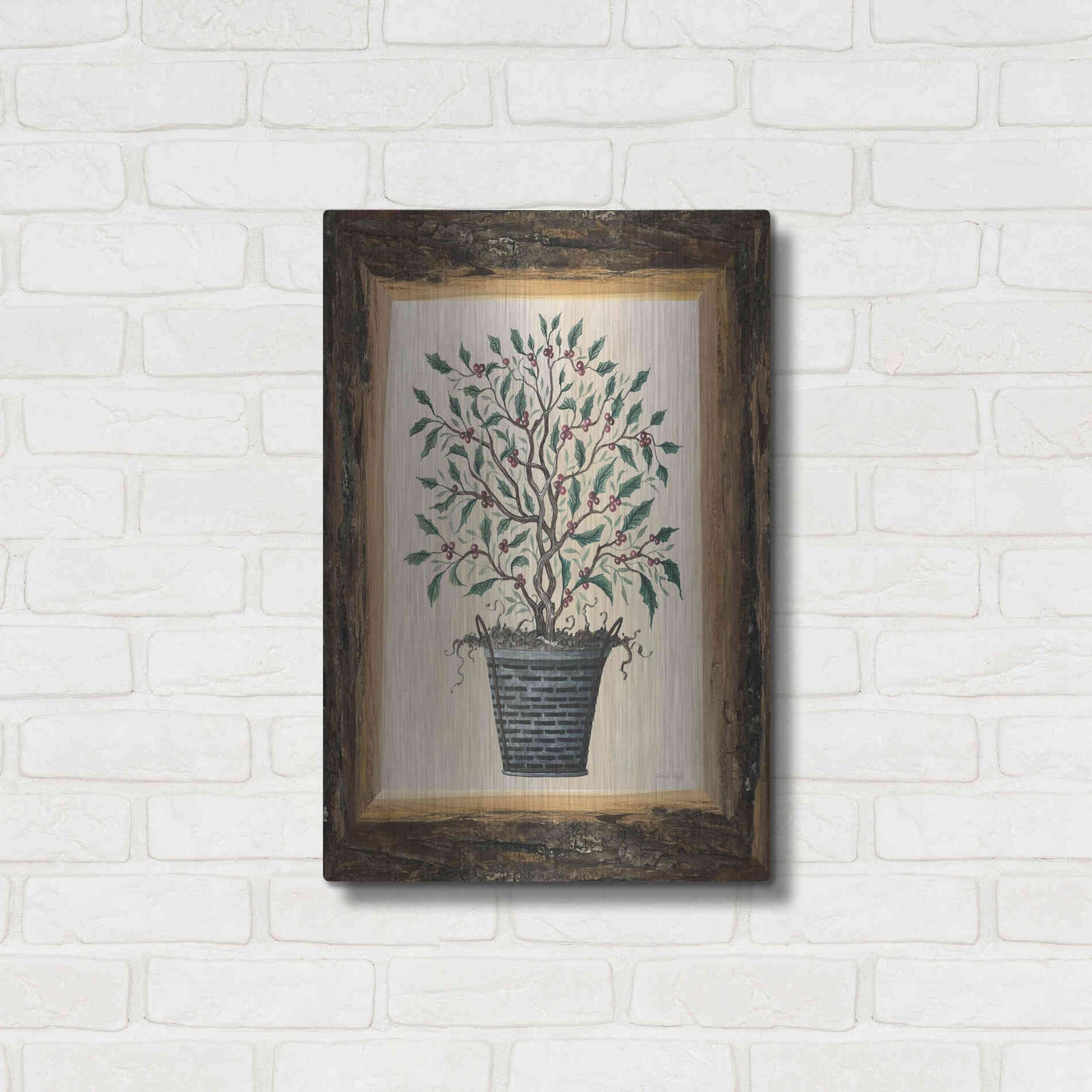 Luxe Metal Art 'Wood Land Potted Tree III' by Cindy Jacobs, Metal Wall Art,16x24