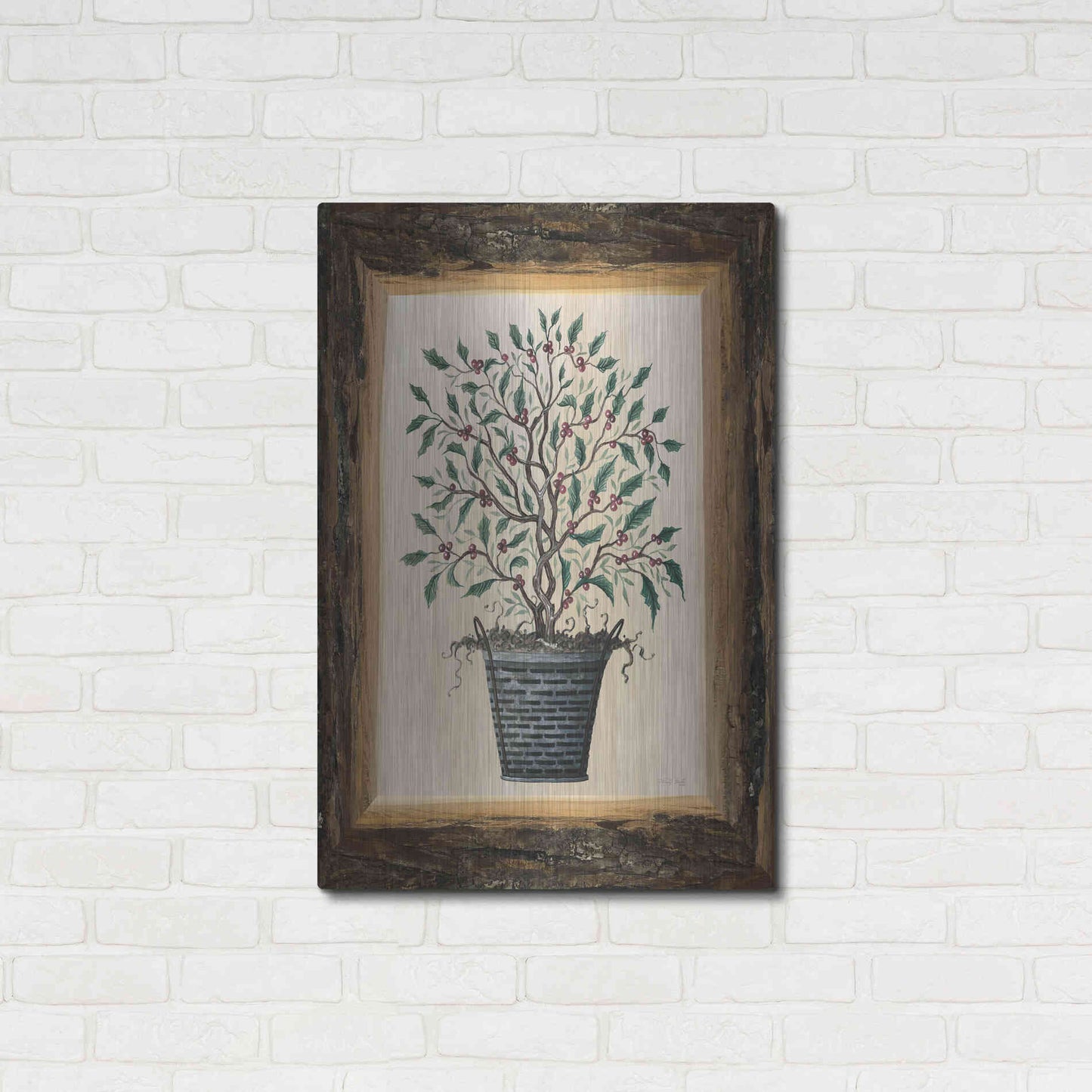 Luxe Metal Art 'Wood Land Potted Tree III' by Cindy Jacobs, Metal Wall Art,24x36