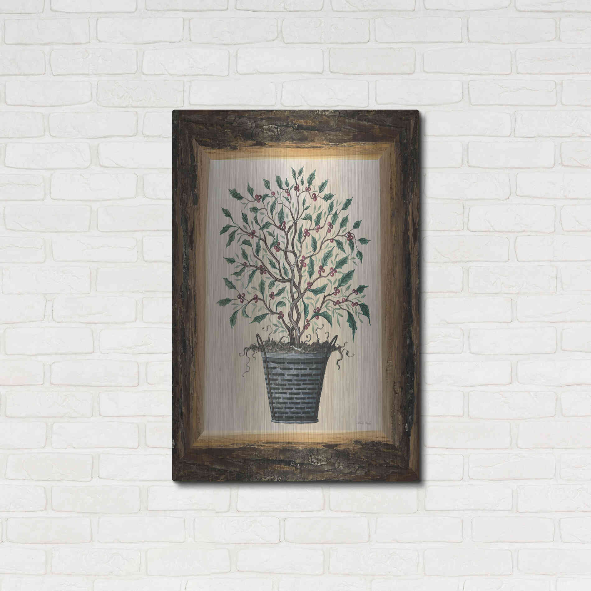 Luxe Metal Art 'Wood Land Potted Tree III' by Cindy Jacobs, Metal Wall Art,24x36