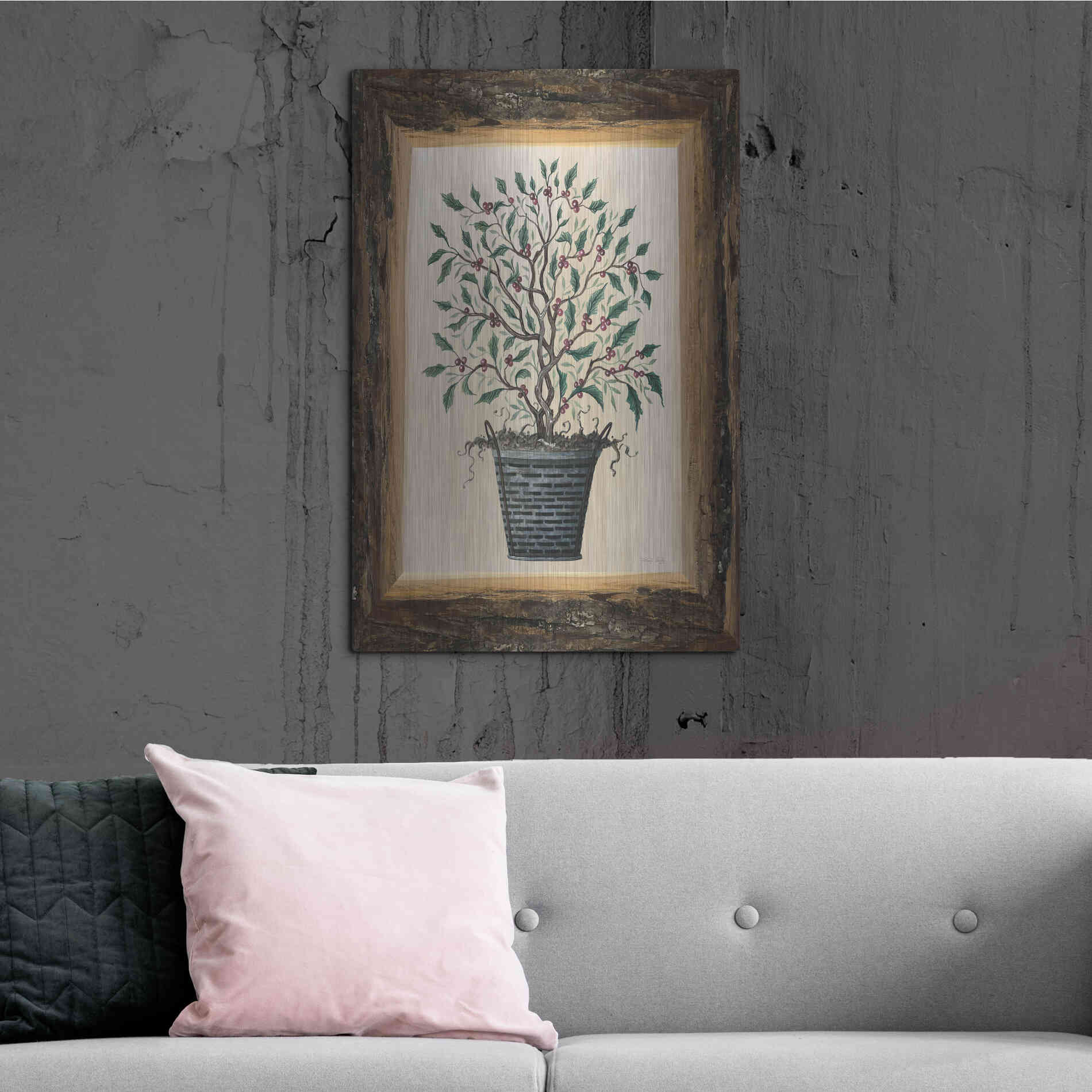 Luxe Metal Art 'Wood Land Potted Tree III' by Cindy Jacobs, Metal Wall Art,24x36