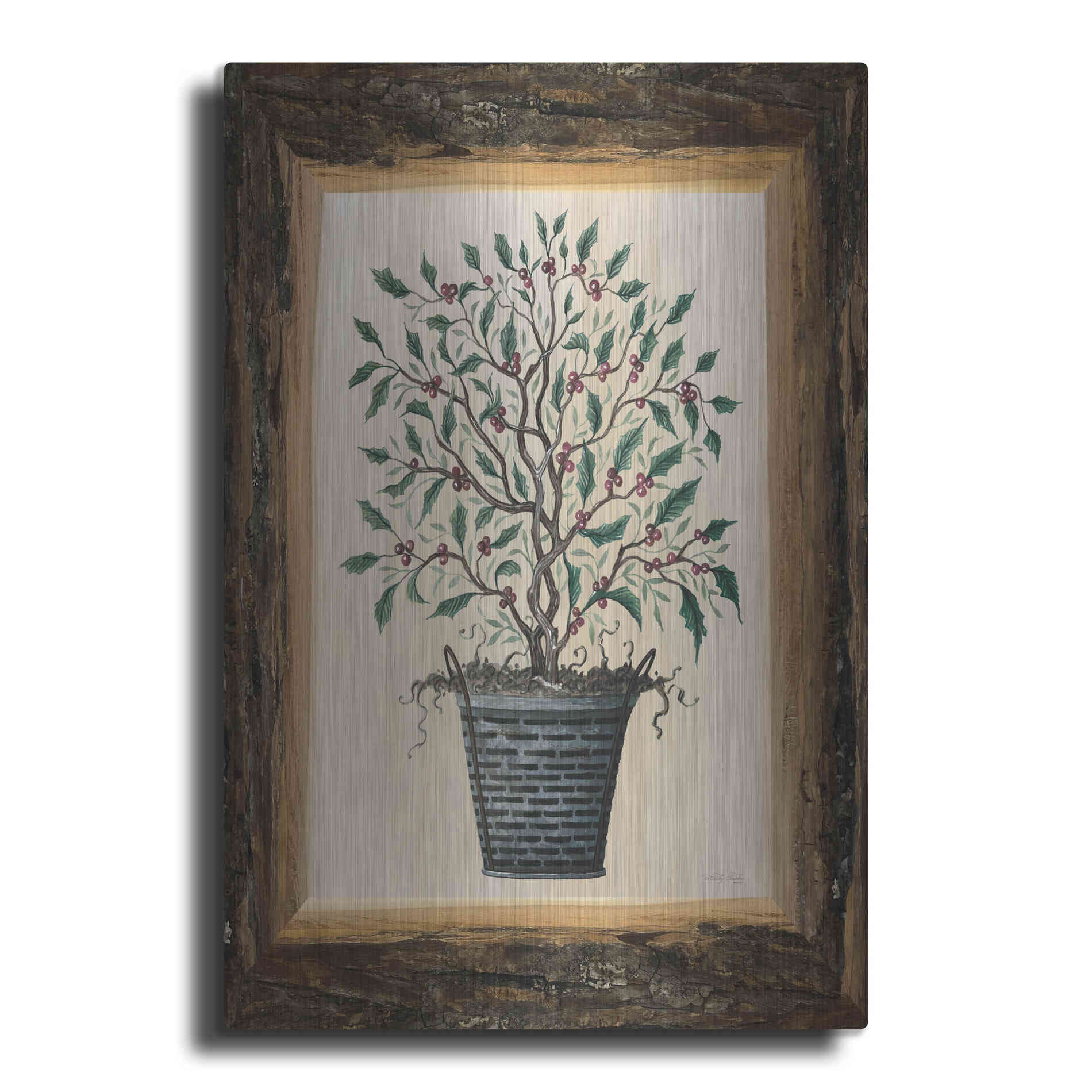 Luxe Metal Art 'Wood Land Potted Tree III' by Cindy Jacobs, Metal Wall Art