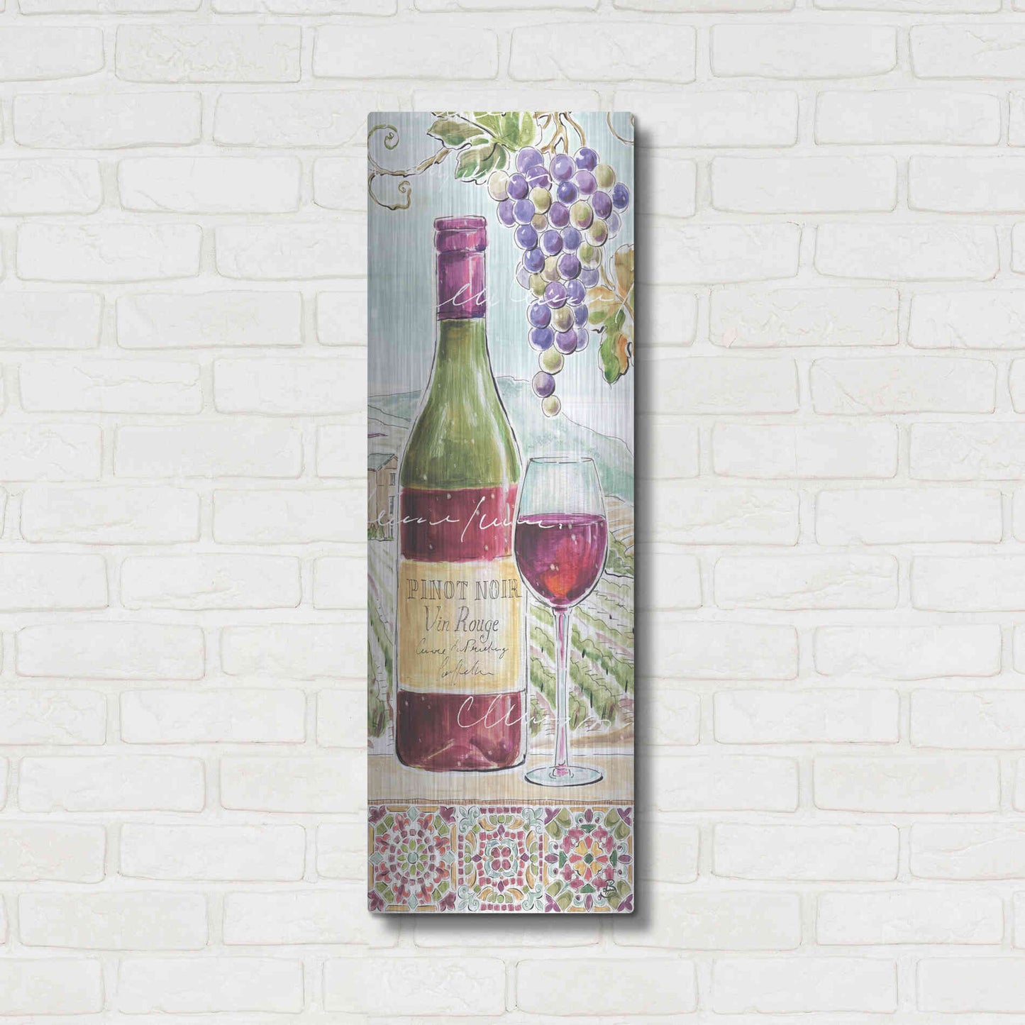Luxe Metal Art 'Wine Country VI' by Daphne Brissonet, Metal Wall Art,12x36