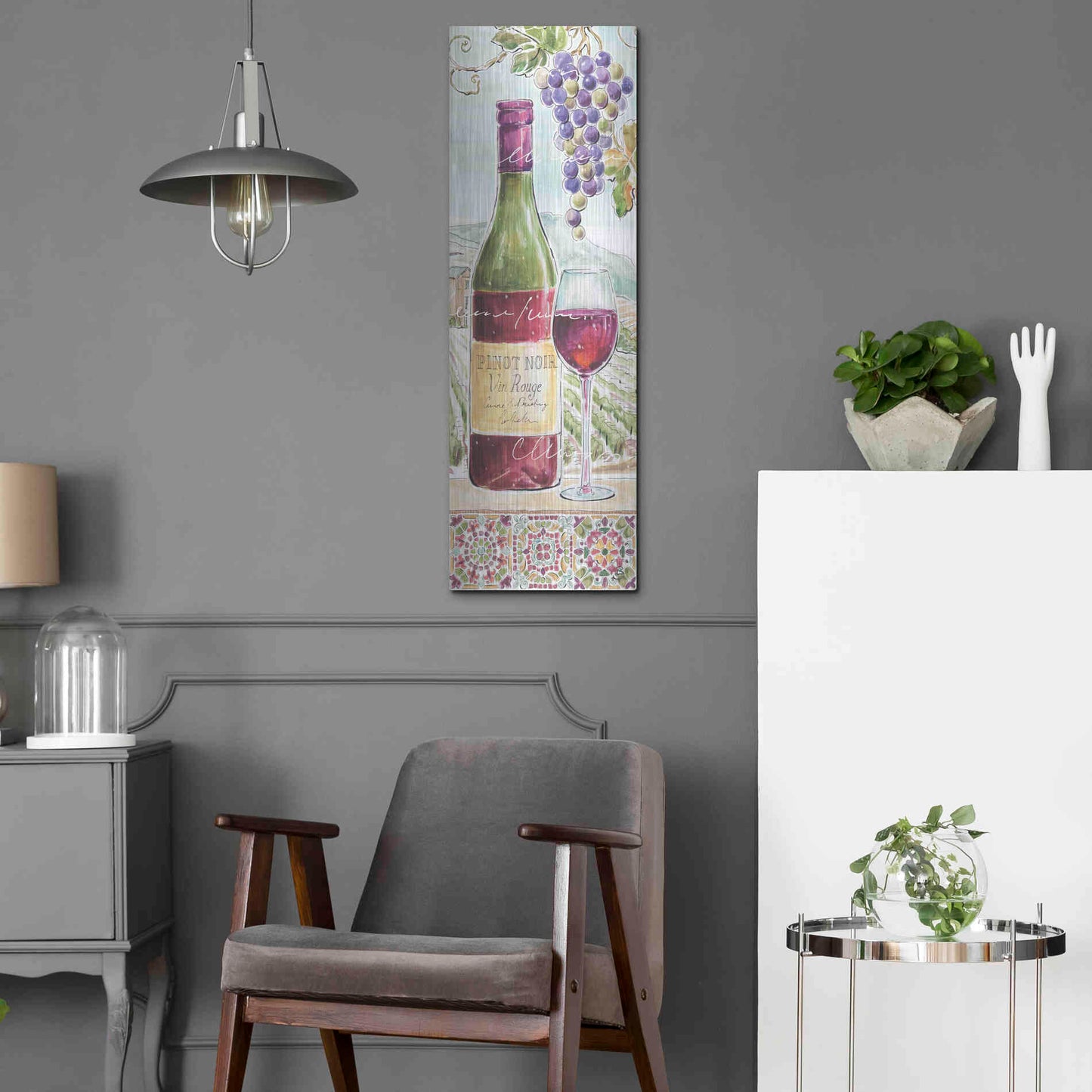 Luxe Metal Art 'Wine Country VI' by Daphne Brissonet, Metal Wall Art,12x36