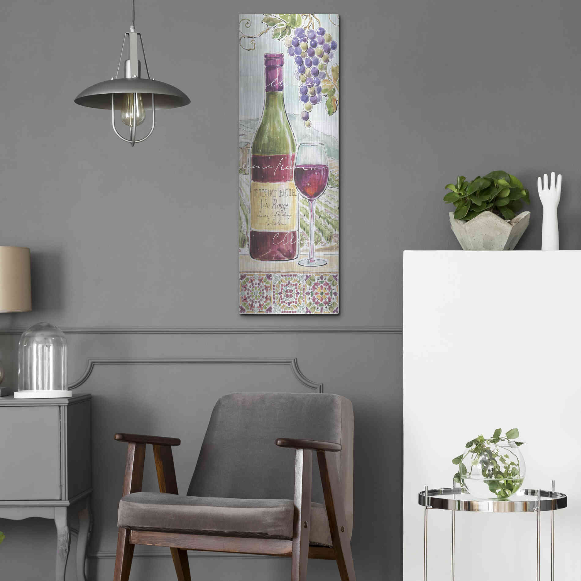 Luxe Metal Art 'Wine Country VI' by Daphne Brissonet, Metal Wall Art,12x36
