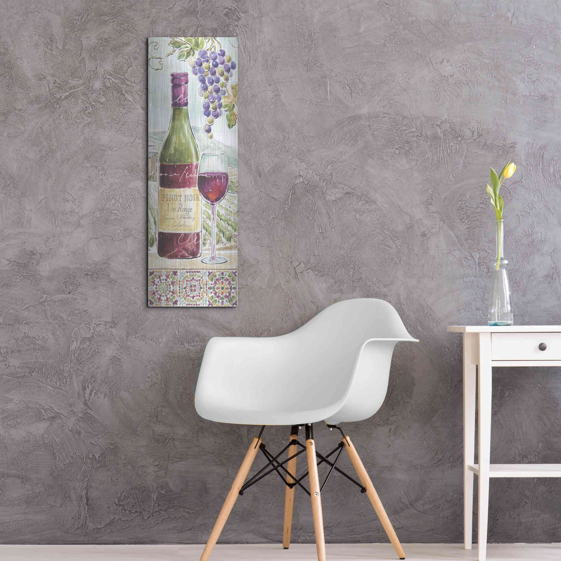 Luxe Metal Art 'Wine Country VI' by Daphne Brissonet, Metal Wall Art,12x36