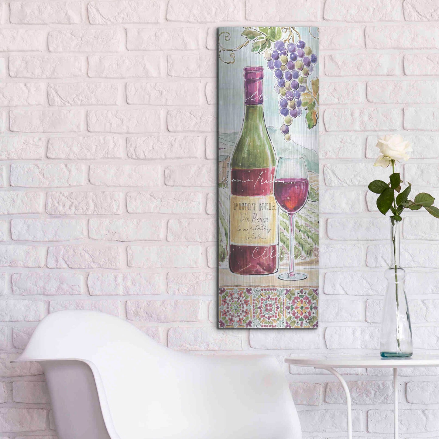Luxe Metal Art 'Wine Country VI' by Daphne Brissonet, Metal Wall Art,12x36