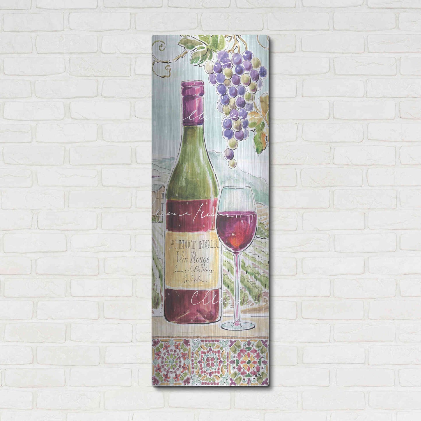 Luxe Metal Art 'Wine Country VI' by Daphne Brissonet, Metal Wall Art,16x48