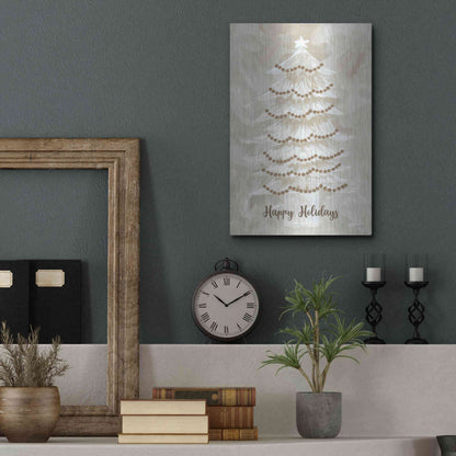 Luxe Metal Art 'Winter Whisper Happy Holidays Tree' by Cindy Jacobs, Metal Wall Art,12x16