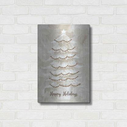 Luxe Metal Art 'Winter Whisper Happy Holidays Tree' by Cindy Jacobs, Metal Wall Art,16x24