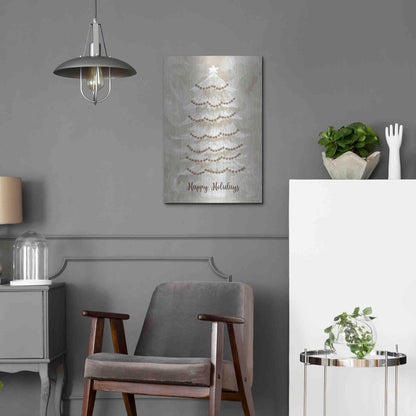 Luxe Metal Art 'Winter Whisper Happy Holidays Tree' by Cindy Jacobs, Metal Wall Art,16x24
