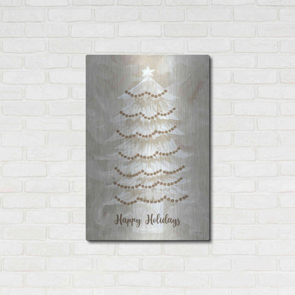 Luxe Metal Art 'Winter Whisper Happy Holidays Tree' by Cindy Jacobs, Metal Wall Art,24x36