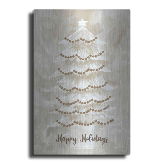 Luxe Metal Art 'Winter Whisper Happy Holidays Tree' by Cindy Jacobs, Metal Wall Art
