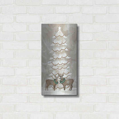 Luxe Metal Art 'Winter Whisper Christmas Deer' by Cindy Jacobs, Metal Wall Art,12x24