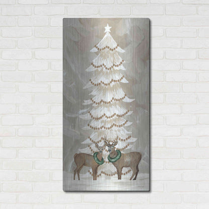 Luxe Metal Art 'Winter Whisper Christmas Deer' by Cindy Jacobs, Metal Wall Art,24x48