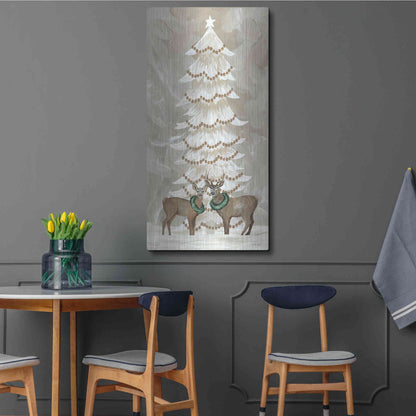 Luxe Metal Art 'Winter Whisper Christmas Deer' by Cindy Jacobs, Metal Wall Art,24x48