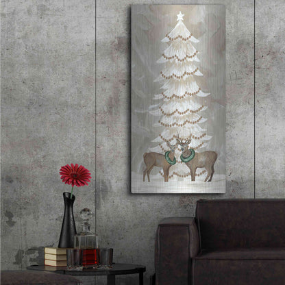 Luxe Metal Art 'Winter Whisper Christmas Deer' by Cindy Jacobs, Metal Wall Art,24x48