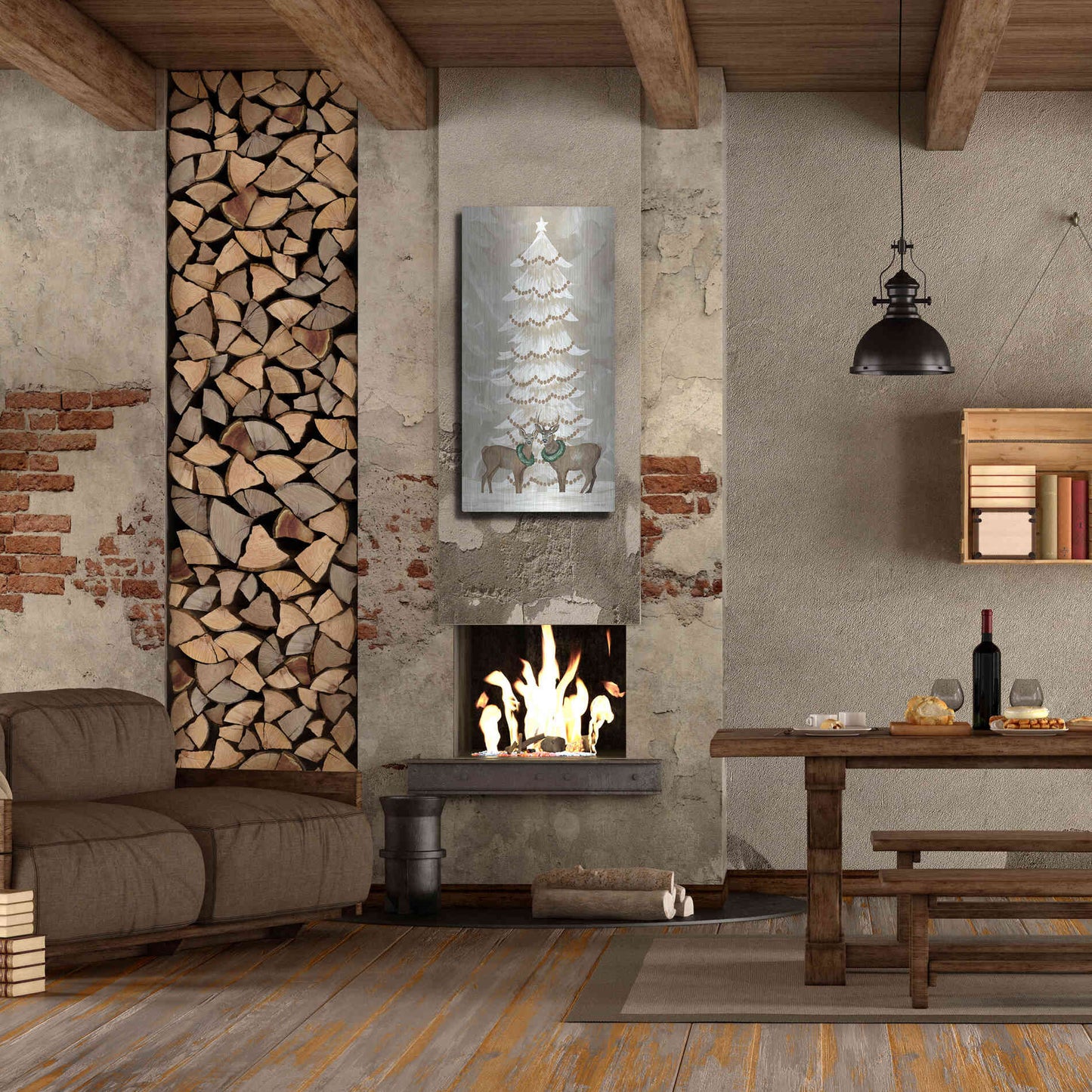 Luxe Metal Art 'Winter Whisper Christmas Deer' by Cindy Jacobs, Metal Wall Art,24x48