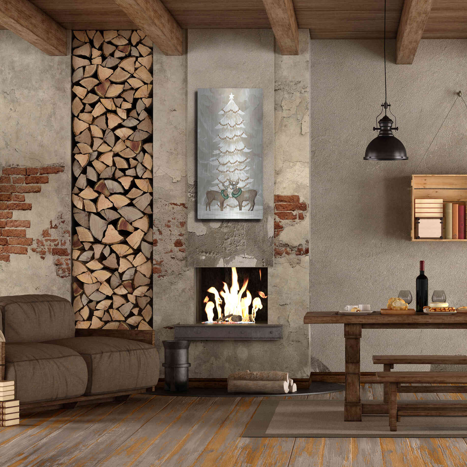 Luxe Metal Art 'Winter Whisper Christmas Deer' by Cindy Jacobs, Metal Wall Art,24x48