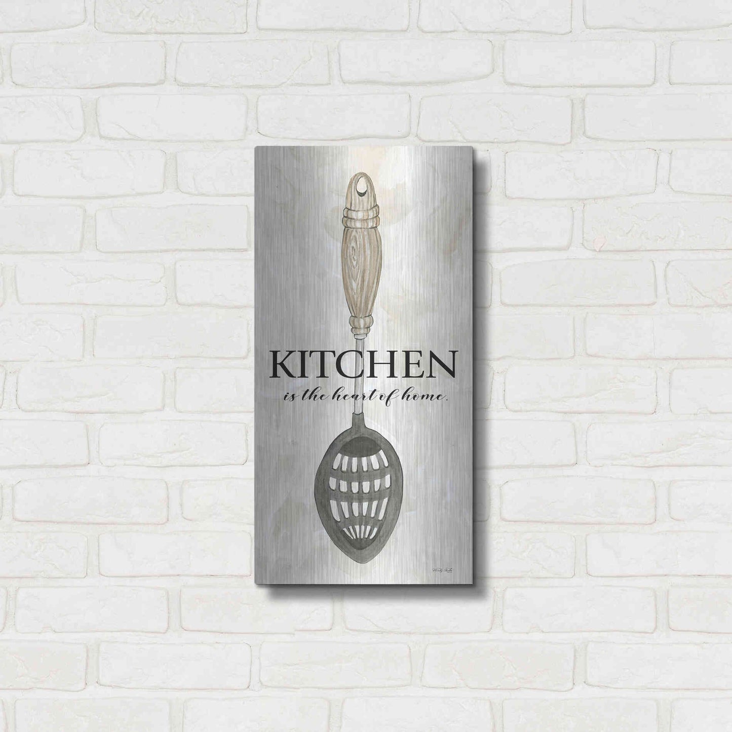 Luxe Metal Art 'Kitchen is the Heart of the Home' by Cindy Jacobs, Metal Wall Art,12x24