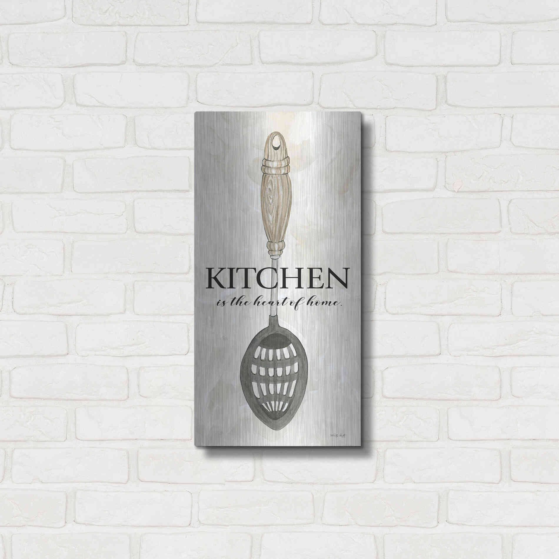 Luxe Metal Art 'Kitchen is the Heart of the Home' by Cindy Jacobs, Metal Wall Art,12x24