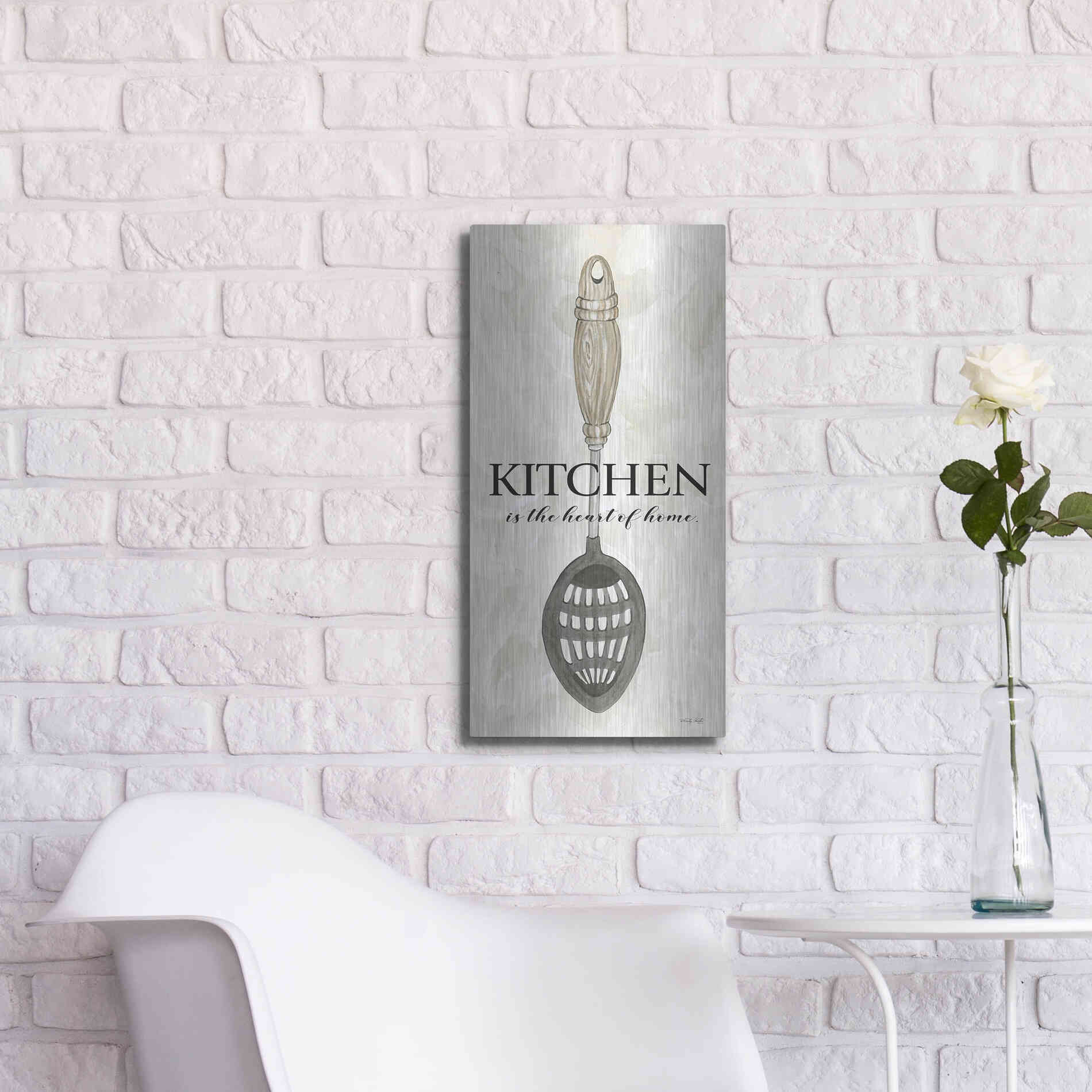 Luxe Metal Art 'Kitchen is the Heart of the Home' by Cindy Jacobs, Metal Wall Art,12x24
