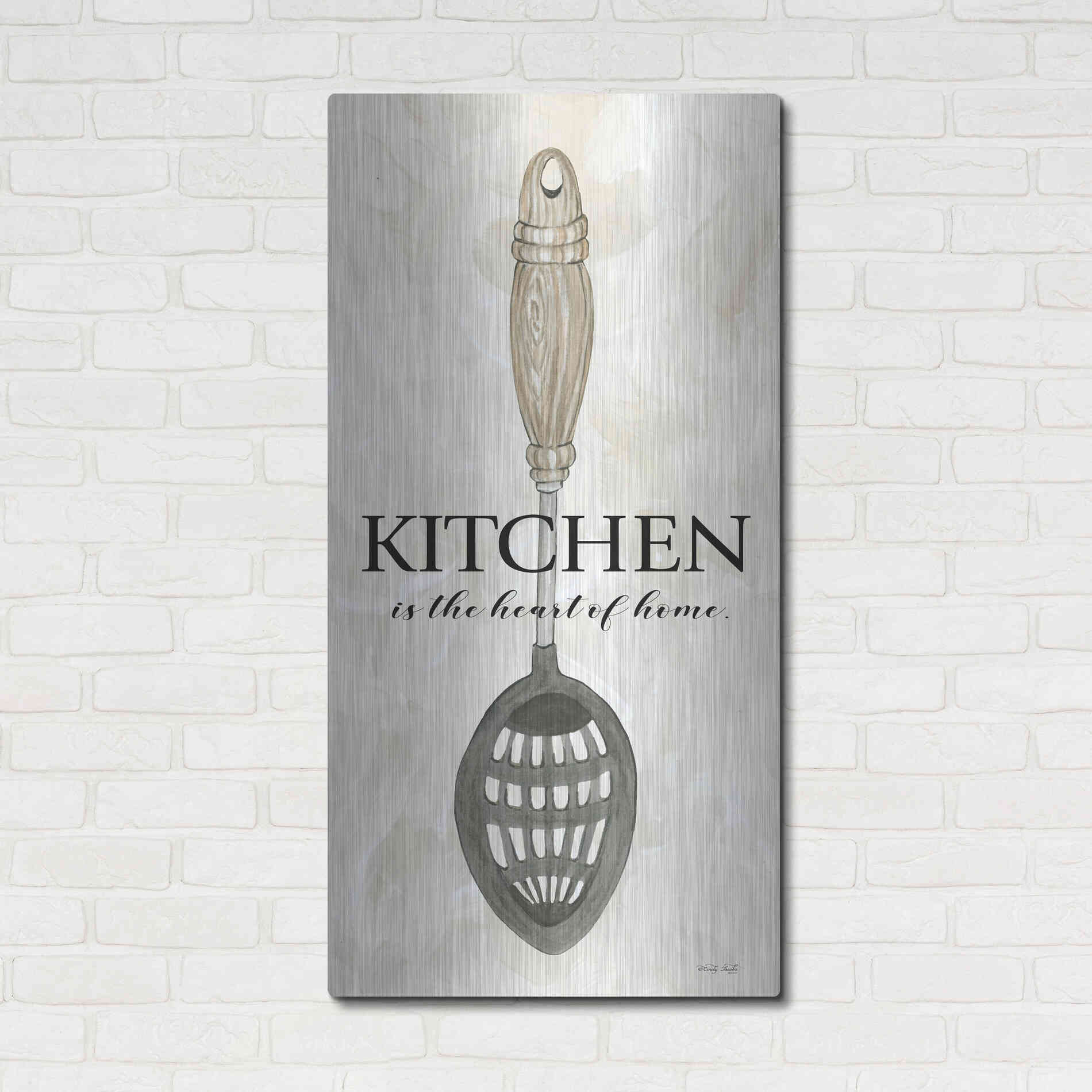 Luxe Metal Art 'Kitchen is the Heart of the Home' by Cindy Jacobs, Metal Wall Art,24x48