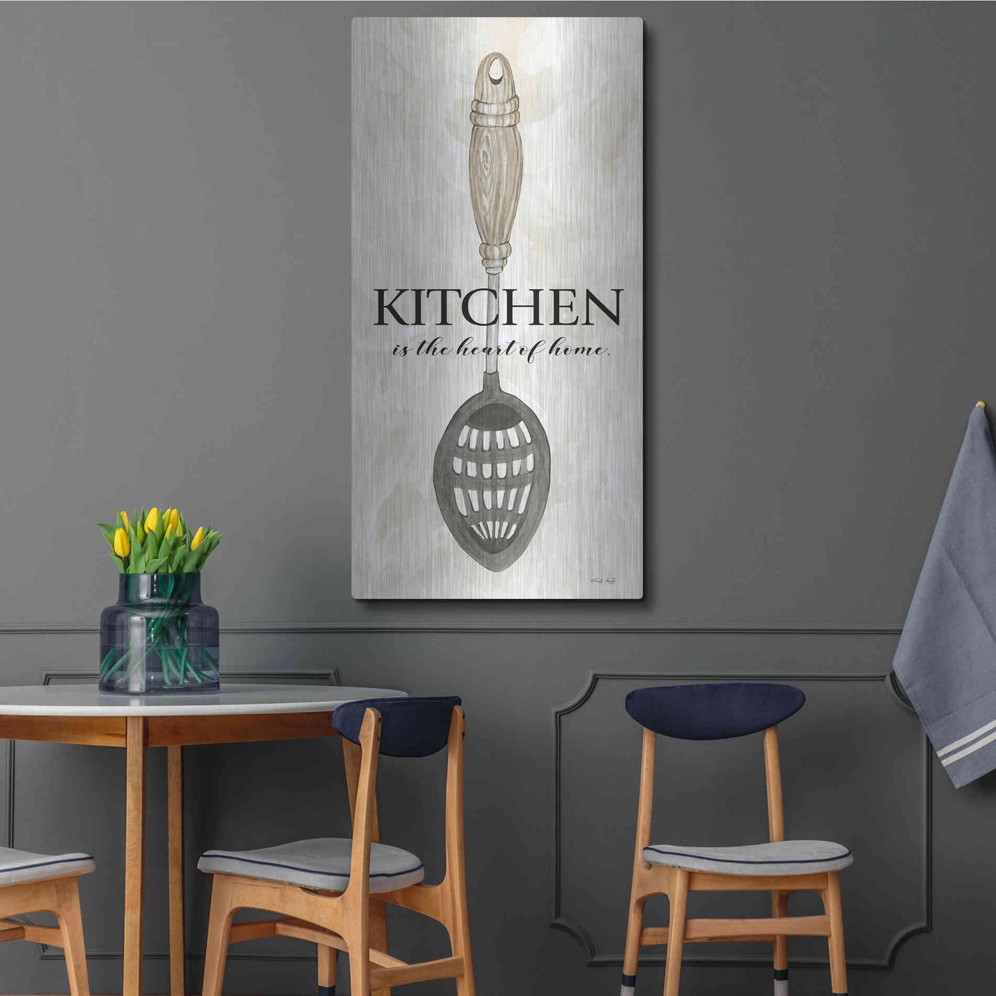 Luxe Metal Art 'Kitchen is the Heart of the Home' by Cindy Jacobs, Metal Wall Art,24x48