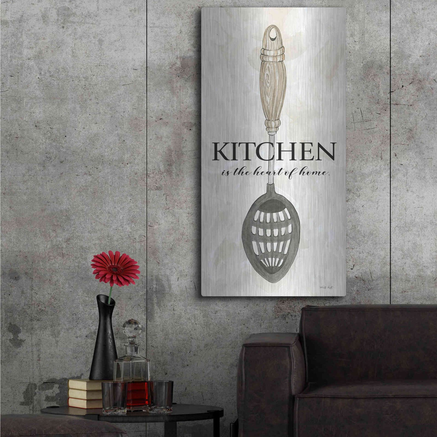 Luxe Metal Art 'Kitchen is the Heart of the Home' by Cindy Jacobs, Metal Wall Art,24x48