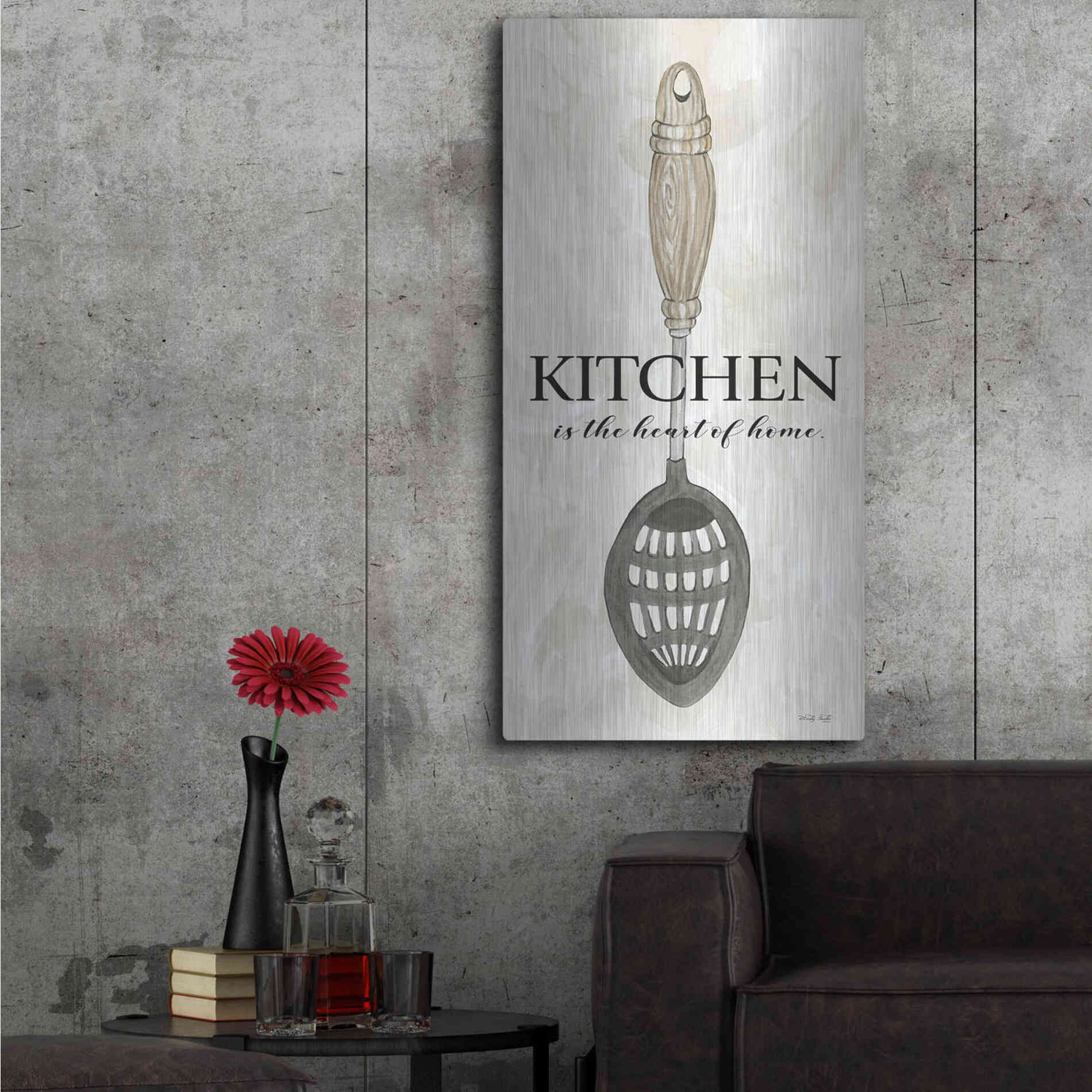 Luxe Metal Art 'Kitchen is the Heart of the Home' by Cindy Jacobs, Metal Wall Art,24x48