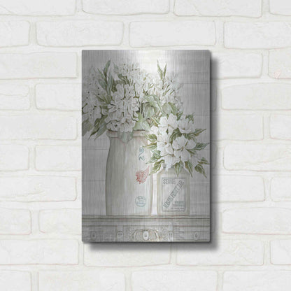 Luxe Metal Art 'Floral Country Crocks' by Cindy Jacobs, Metal Wall Art,12x16